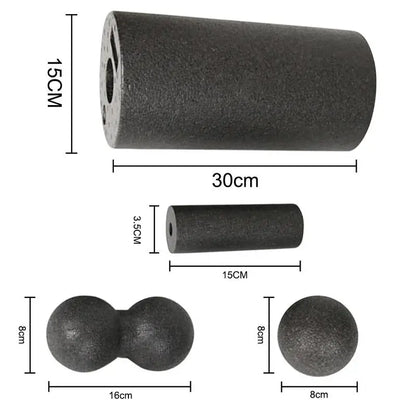 4Pcs Yoga Massage Roller & Fitness Ball Foam Roller Set for Back Pain Self-Myofascial Pilates Muscle Release Exercises