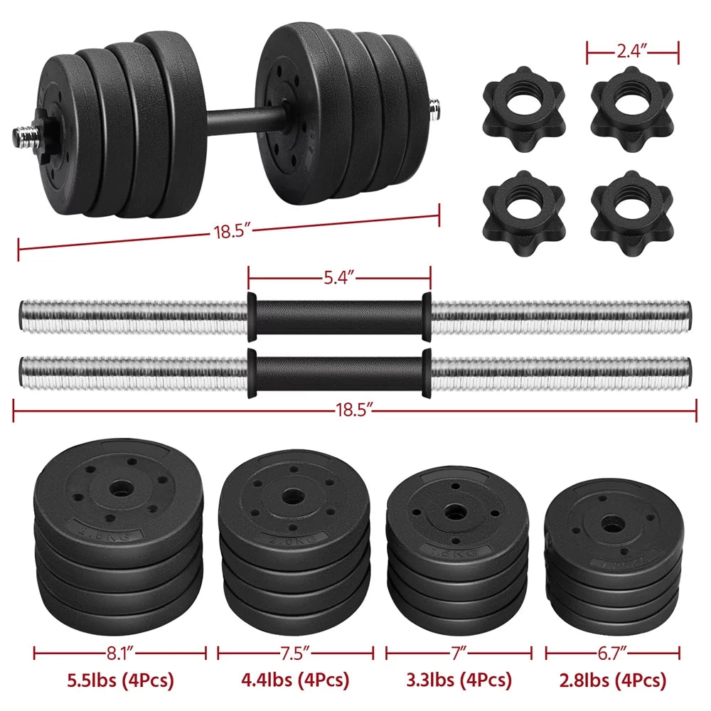 66 Lb. Dumbbells Weight Set Adjustable Dumbbell Set Home Training Dumbbell Pair Black